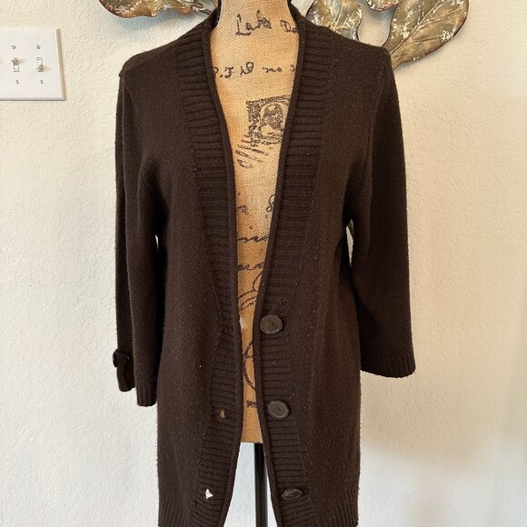 Carolyn Taylor Women’s Brown Button-Front Cardigan Sweater – Size L - Picture 3 of 5